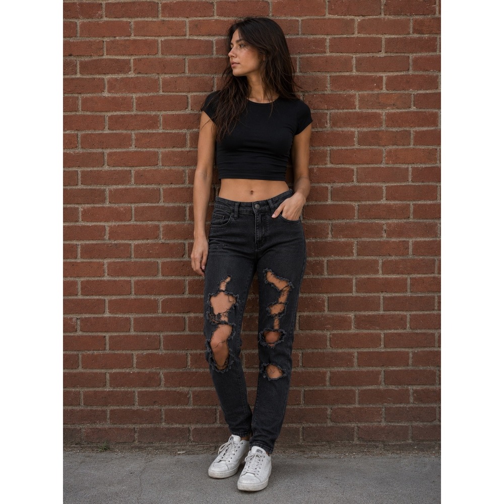American Eagle Black‎ Distressed Skinny Jeans Next Level Stretch Size 0 Short